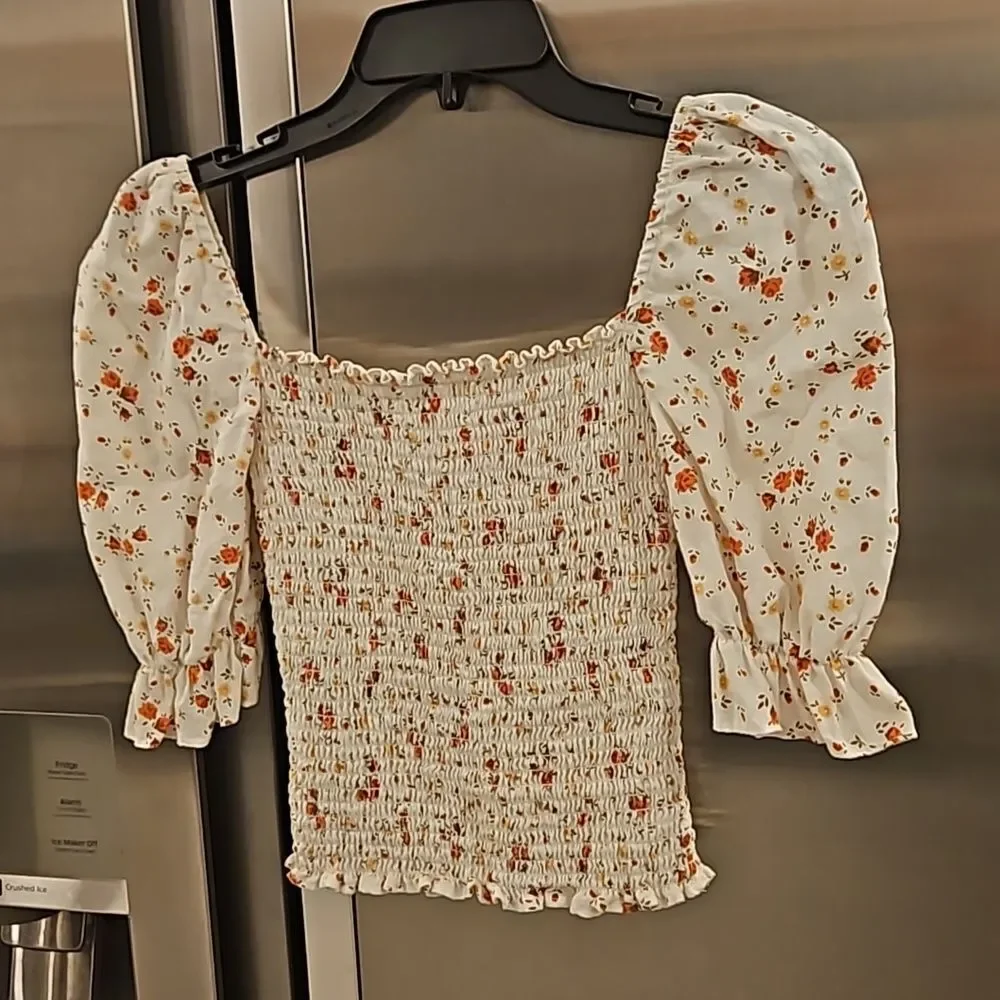 💕REFORMATION Clementine Ruched Floral Linen Top ~ Veronica Micro Floral XS NWOT